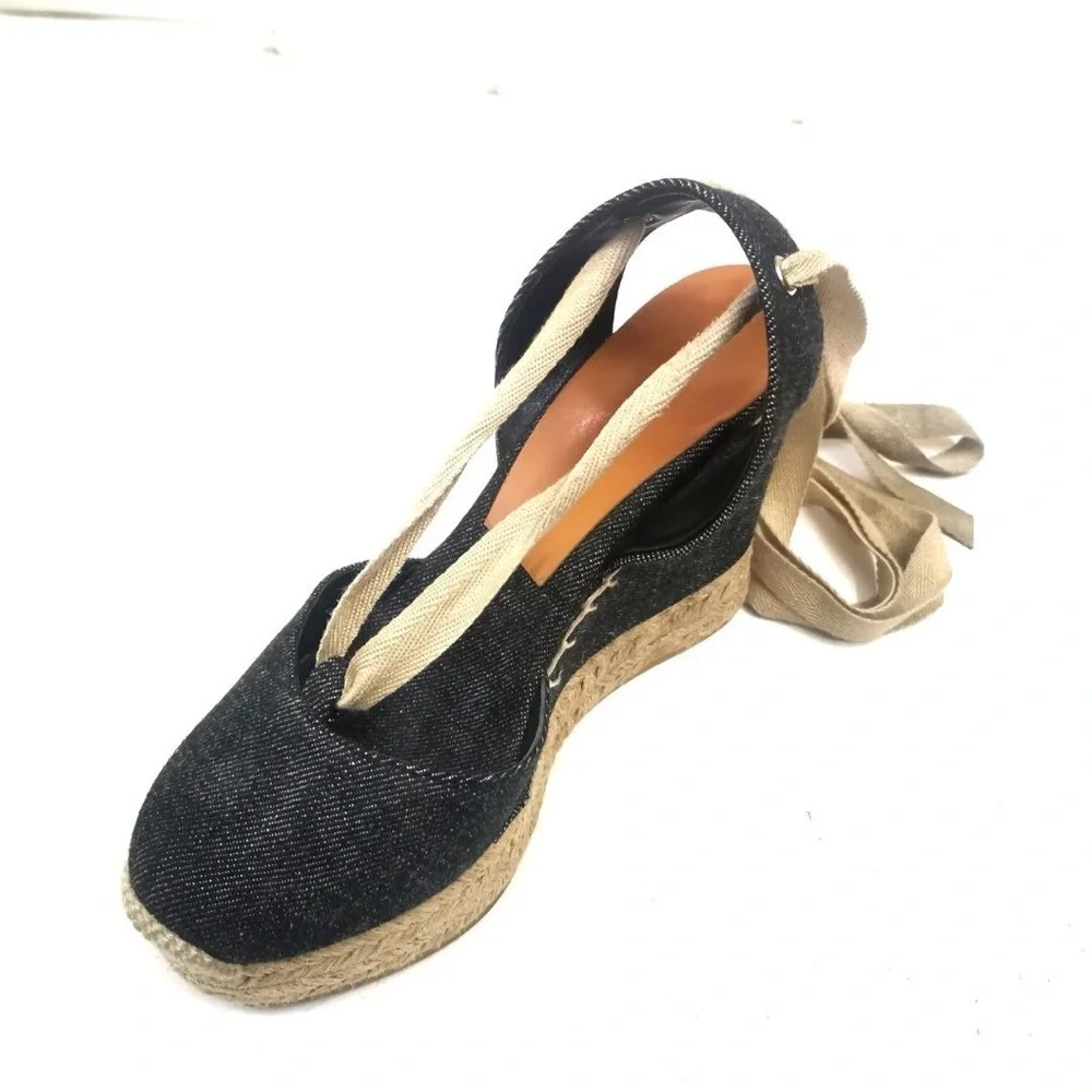 Ralph Lauren Black and Tan Espadrille Sandals